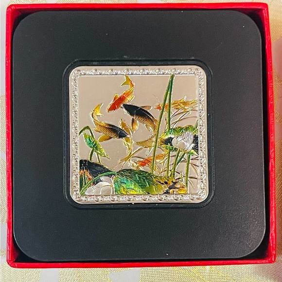 Colorful Chinese Carp Fish Coasters Set 6 Pieces - Picture 3 of 9